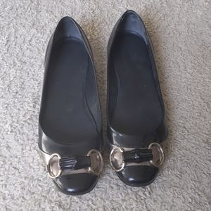 Gucci bamboo horsebit black leather flats Sz 9